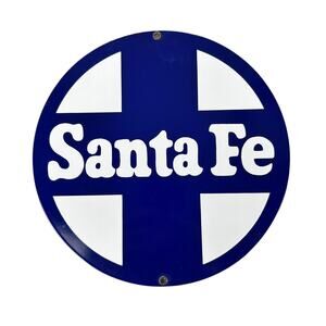Santa Fe 10” Railroad Sign USA Made High Quality Ande Rooney Porcelain Sign